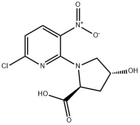 1-(6-chloro-3-nitro-2-pyridinyl)-4-hydroxy-2-pyrrolidinecarboxylic acid Struktur