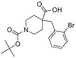 1-BOC-4-(2-溴苄基)-4-哌啶甲酸,,结构式