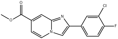 Methyl 2-(3-chloro-4-fluorophenyl)imidazo-[1,2-a]pyridine-7-carboxylate 化学構造式