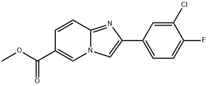 Methyl 2-(3-chloro-4-fluorophenyl)imidazo-[1,2-a]pyridine-6-carboxylate 化学構造式