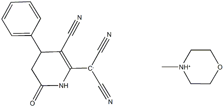 2-(3-CYANO-4-PHENYL-6-OXO-1,4,5,6-TETRAHYDRO-PYRIDIN-2-YL)-MALONONITRILE 4-METHYLMORPHOLINIUM SALT, 477762-37-1, 结构式