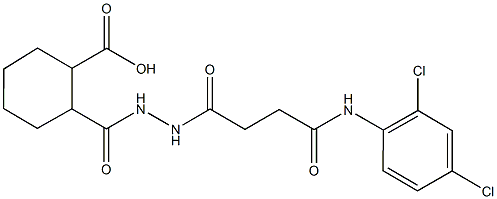 2-({2-[4-(2,4-dichloroanilino)-4-oxobutanoyl]hydrazino}carbonyl)cyclohexanecarboxylic acid 化学構造式