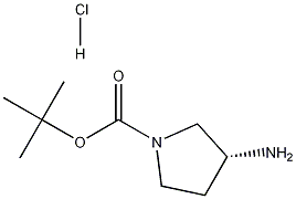 (R)-tert-butyl 3-aminopyrrolidine-1-carboxylate hydrochloride 化学構造式