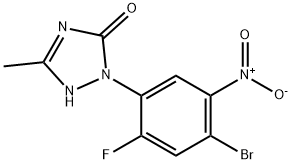 2-(4-Bromo-2-fluoro-5-nitrophenyl)-1,2-dihydro-5-methyl-3H-1,2,4-triazol-3-one 化学構造式