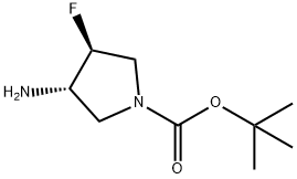 (3S,4S)-叔丁基-3-氨基-4-氟吡咯烷-1-羧基 结构式