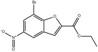 2-Benzofurancarboxylic acid, 7-bromo-5-nitro-, ethyl ester 化学構造式