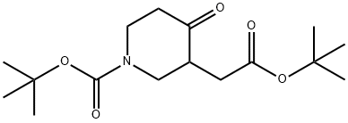 3-(2-叔丁氧基-2-氧代乙基)-4-氧代哌啶-1-羧酸叔丁酯 结构式