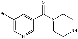 (5-ブロモ-3-ピリジニル)(ピペラジノ)メタノン 化学構造式