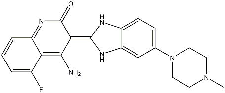 2(3H)-Quinolinone, 4-amino-3-[1,3-dihydro-5-(4-methyl-1-piperazinyl)-2H-benzimidazol-2-ylidene]-5-fluoro-, (3E)-,1027263-12-2,结构式