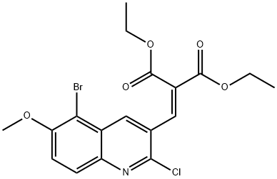 5-BROMO-2-CHLORO-6-METHOXY-3-(2,2-DIETHOXYCARBONYL)VINYLQUINOLINE Struktur