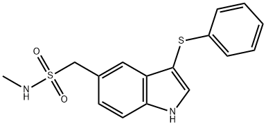 N-甲基-3-(苯硫基)-1H-吲哚-5-甲磺酰胺 结构式