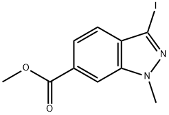 METHYL 3-IODO-1-METHYLINDAZOLE-6-CARBOXYLATE, 1041205-25-7, 结构式