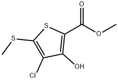 METHYL 4-CHLORO-3-HYDROXY-5-(METHYLTHIO)THIOPHENE-2-CARBOXYLATE 化学構造式