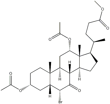 (3ALPHA,5BETA,6ALPHA,12ALPHA)-3,12-双(乙酰氧基)-6-溴-7-酮基胆烷-24-酸甲酯,10452-63-8,结构式