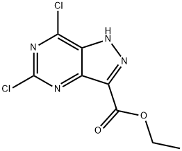 ethyl 5,7-dichloro-1H-pyrazolo[4,3-d]pyrimidine-3-carboxylate Struktur