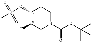 Trans-tert-Butyl3-fluoro-4-(methylsulfonyloxy)piperidine-1-carboxylate 化学構造式