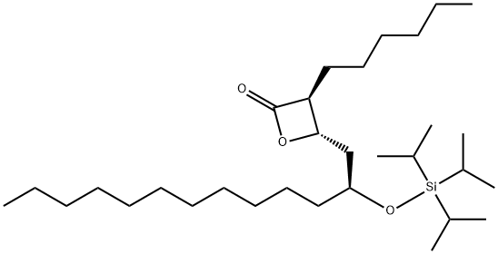 (3S,4S)-3-Hexyl-4[(S)-2-(triisopropylsilyloxy)tridecyl]-2-oxetanone Struktur