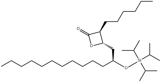 (3S,4S)-3-己基-4-[(2S)-2-[[三(异丙基)硅烷基]氧基]十三烷基]-2-氧杂环丁酮 结构式