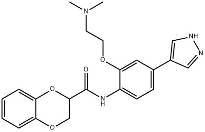 N-[2-[2-(二甲基氨基)乙氧基]-4-(1H-吡唑-4-基)苯基]-2,3-二氢-1,4-苯并二恶烷-2-甲酰胺, 1072959-67-1, 结构式