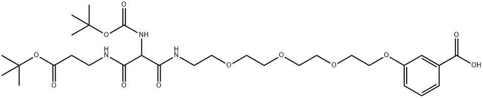 3-[14-(N-Boc-amino)-21,21-dimethyl-13,15,19-trioxo-3,6,9,20-tetraoxa-12,16-diazadocosyloxy]benzoic Acid 结构式
