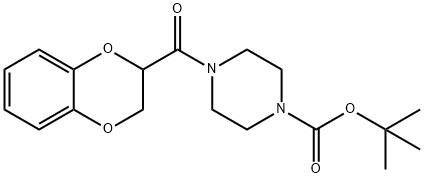 4-BOC-1-(1,4-ベンゾジオキサン-2-イルカルボニル)ピペラジン 化学構造式