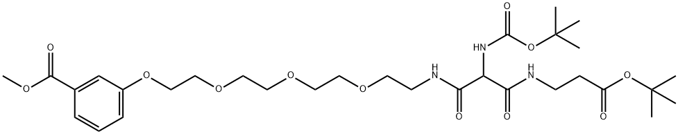 tert-Butyl 14-(N-Boc-amino)-1-[3-(methoxycarbonyl)phenoxy]-13,15-dioxo-3,6,9-trioxa- 12,16-diazanonadecan-19-oate 结构式