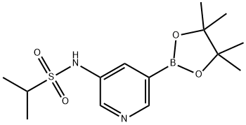 N-(5-(4,4,5,5-四甲基-1,3,2-二氧杂环戊硼烷-2-基)吡啶-3-基)丙烷-2-磺酰胺 结构式