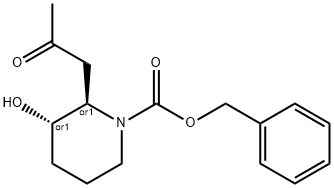 trans-N-Benzyloxycarbonyl 3-Hydroxy-2-(2-oxopropyl)piperidine, 1091605-42-3, 结构式