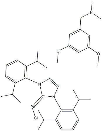Chloro[[1,3-bis(2,6-diisopropylphenyl)imidazol-2-ylidene](N,N-dimethyl-3,5-dimethoxybenzylamine)palladium(II)] Struktur