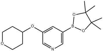 5-(tetrahydro-2H-pyran-4-yloxy)pyridine-3-boronic acid pinacol ester Struktur