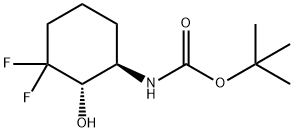 tert-butyl (1R,2S)-3,3-difluoro-2-hydroxycyclohexylcarbamate 化学構造式