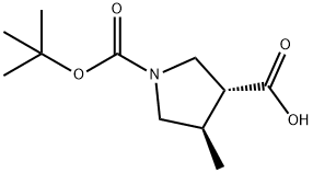 (3R,4R)-1-(tert-butoxycarbonyl)-4-methylpyrrolidine-3-carboxylic acid, 1119512-35-4, 结构式