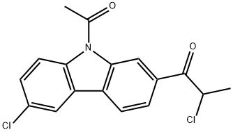 9-Acetyl-6-chloro-2-(2-chloro-1-oxopropyl)-9H-carbazole 化学構造式