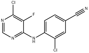 3-氯-4-(6-氯-5-氟嘧啶-4-氨基)苯甲腈, 1147558-27-7, 结构式