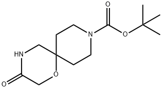 TERT-ブチル 3-オキソ-1-オキサ-4,9-ジアザスピロ[5,5]ウンデカン-9-カルボキシレート 化学構造式