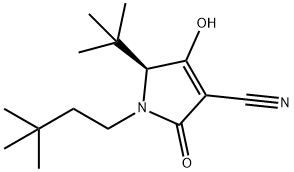 1H-Pyrrole-3-carbonitrile,1-(3,3-dimethylbutyl)-5-(1,1-dimethylethyl)-2,5-dihydro -4-hydroxy-2-oxo-, (5S)- 化学構造式