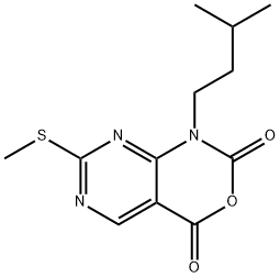 1-isopentyl-7-(methylthio)-1H-pyrimido[4,5-d][1,3]oxazine-2,4-dione Struktur