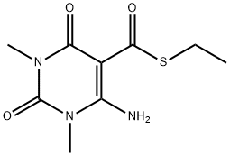 6-Amino-1,2,3,4-tetrahydro-1,3-dimethyl-2,4-dioxo-5-pyrimidinecarbothioic acid S-ethyl ester Struktur