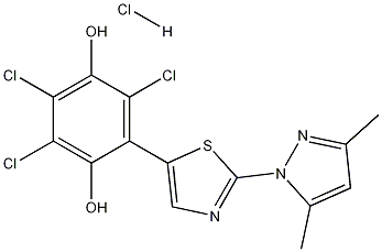 2-(3,5-Dimethylpyrazol-1-yl)-5-(2,5-dihydroxy-3,4,6-trichlorophenyl)thiazole hydrochloride 结构式