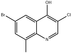 6-Bromo-3-chloro-4-hydroxy-8-methylquinoline 化学構造式