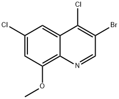 3-Bromo-4,6-dichloro-8-methoxyquinoline 化学構造式