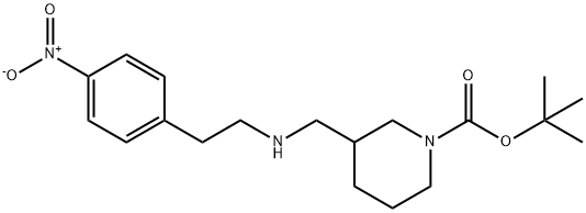 3-((4-nitrophenethylamino)methyl)piperidine-1-carboxylic tert butyl ester Struktur