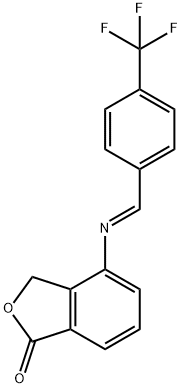 (E)-4-(4-(trifluoromethyl)benzylideneamino)isobenzofuran-1(3H)-one Struktur