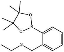2-(2-(Ethylthiomethyl)phenyl)-4,4,5,5-tetramethyl-1,3,2-dioxaborolane,121114-64-5,结构式