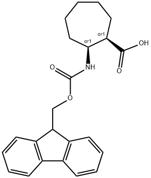 cis-2-(9-Fluorenylmethoxycarbonylamino)cycloheptanecarboxylic acid Struktur