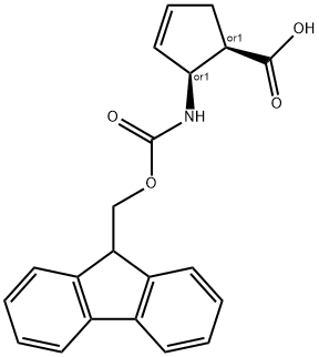 cis-2-(((9H-fluoren-9-yl)methoxy)carbonylamino)cyclopent-3-ene-1-carboxylic acid Struktur