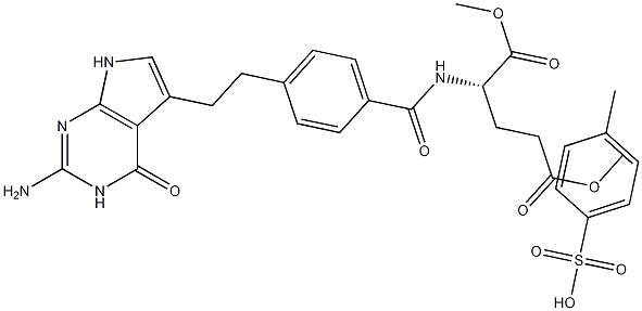 N-[4-[2-(2-Amino-4,7-dihydro-4-oxo-3H-pyrrolo[2,3-d]pyrimidin-5-yl)ethyl]benzoyl]-L-glutamic acid 1,5-dimethyl ester 4-methylbenzenesulfonate Struktur