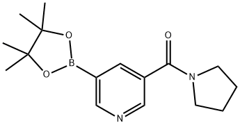 Pyrrolidin-1-yl(5-(4,4,5,5-tetramethyl-1,3,2-dioxaborolan-2-yl)pyridin-3-yl)methanone Struktur
