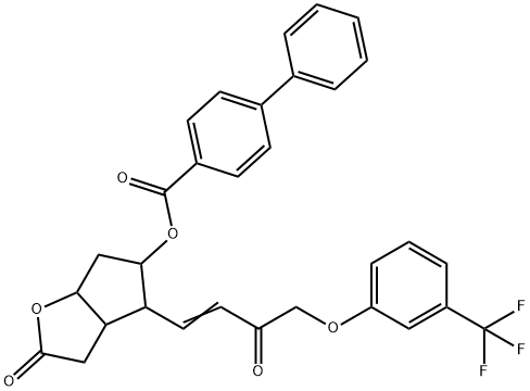 [1,1'-Biphenyl]-4-carboxylic acid hexahydro-2-oxo-4-[3-oxo-4-[3-(trifluoromethyl)phenoxy]-1-buten-1-yl]-2H-cyclopenta[b]furan-5-yl ester Structure