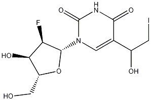 5-(1-Hydroxy-2-iodoethyl)-2'-fluoro-2'-deoxyuridine,123881-89-0,结构式